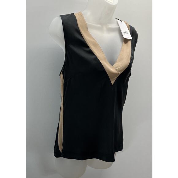 Reiss Silk Front Colorblock Vest In Nude/black Size Small Nordstrom Msrp 160$ - Picture 3 of 9